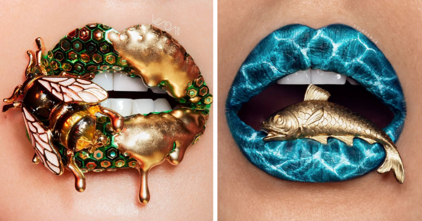 15 lucrări extraordinare de makeup, de la artista de origine ucraineană: folosește buzele în loc de pânză