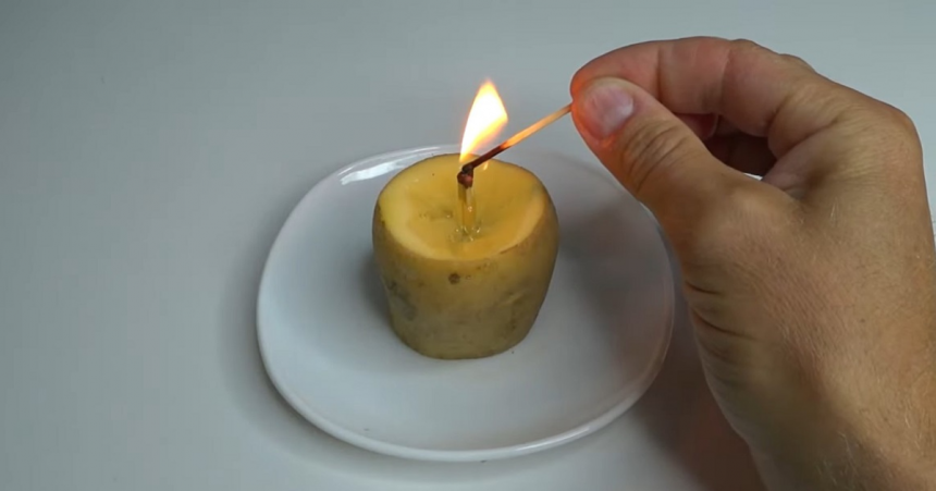 Lumânare din cartofi pe care o poți face acasă: arde 7 ore și nu te costă nimic